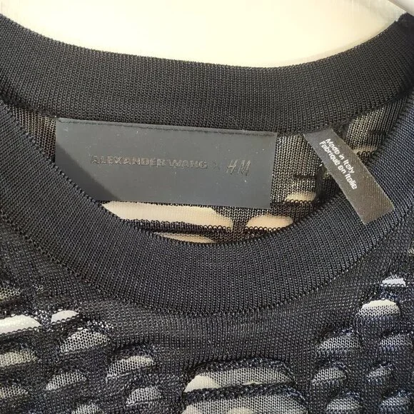 Alexander Wang x H&M Black Mesh Mini Dress Dark Romance Whimsigoth Size Small - Picture 8 of 12